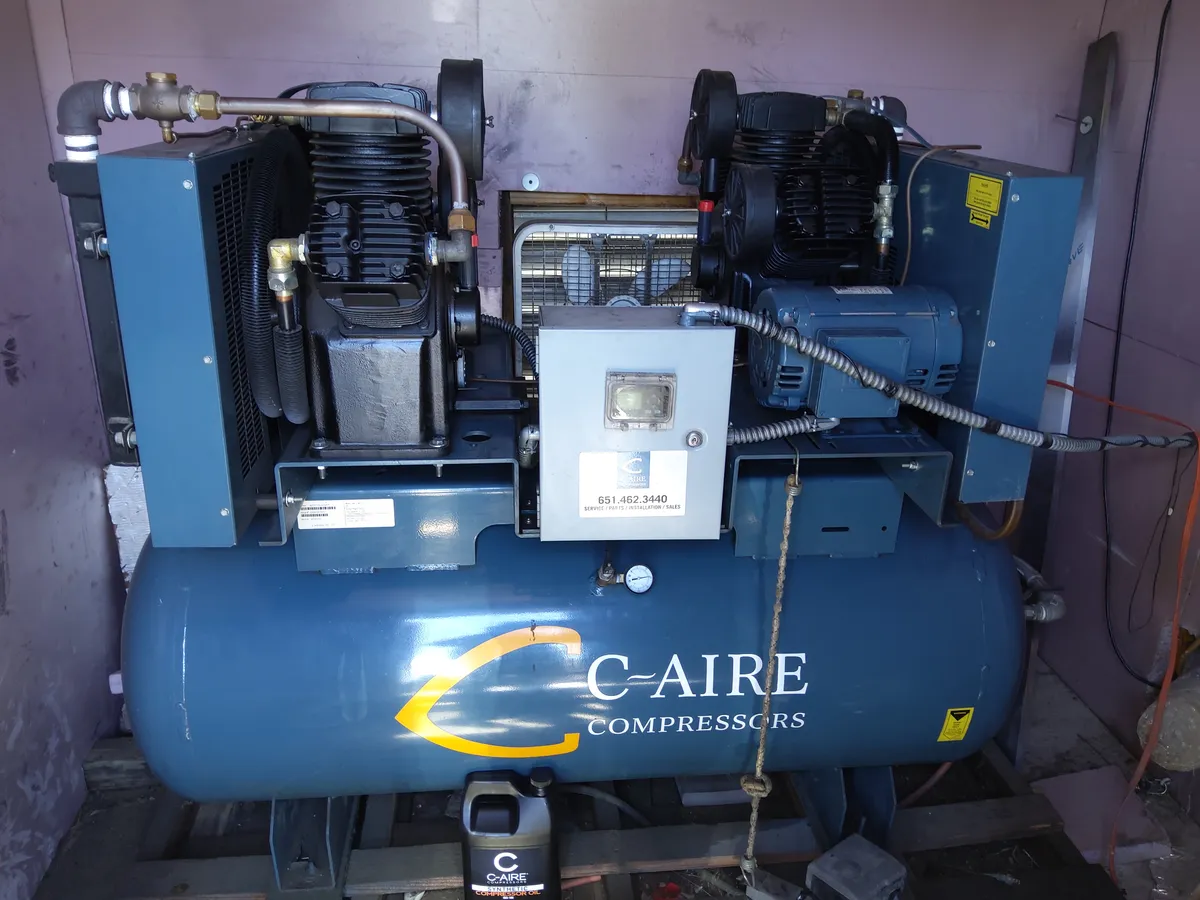 C-Aire 7.5 HP 120 Gal Duplex installed at St. Croix Auto Body